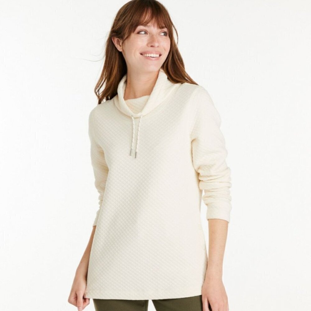 L.L. Bean Women's SoftLight Quilted Top, Funnelneck Pullover Size S